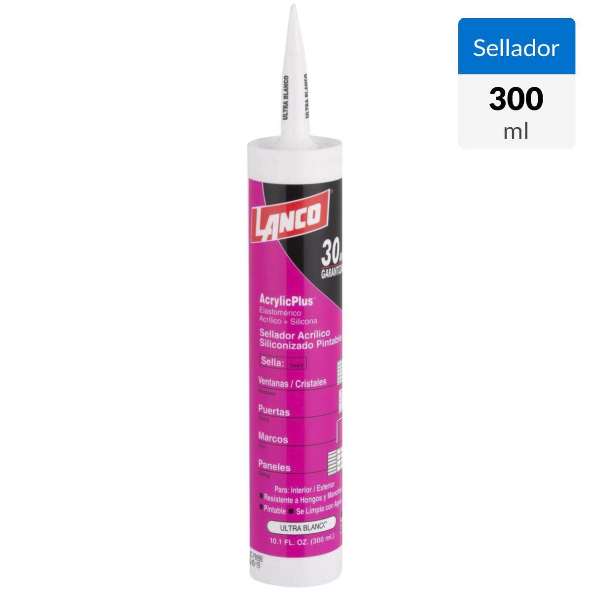 LANCO - Sellador Multiuso Lanco 300 ml Blanco Pintable Interior Exterior