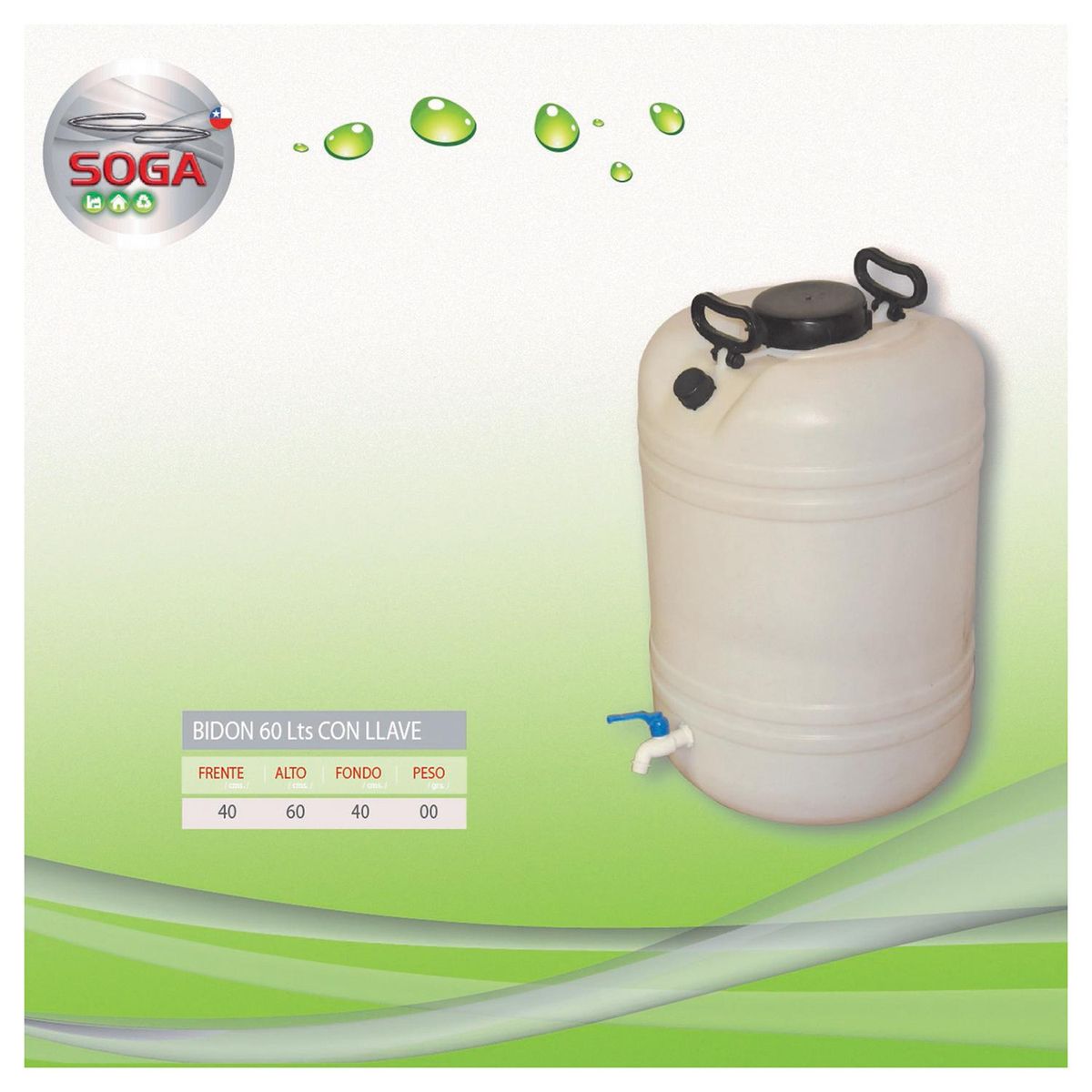 SOGA - Bidón con llave 60 litros