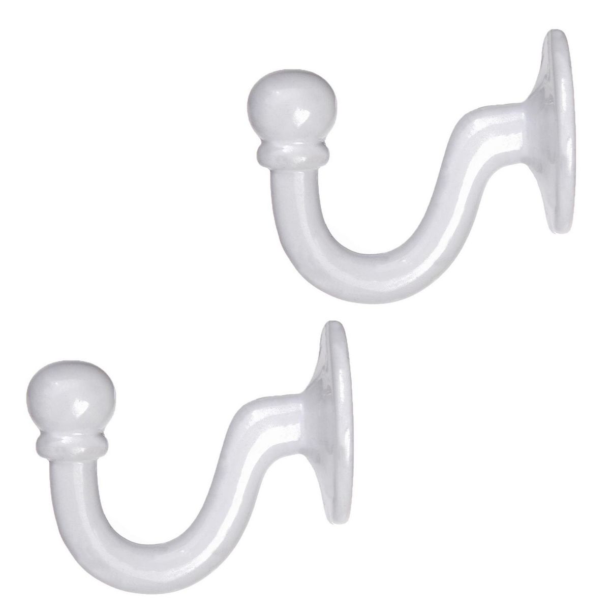 DECOROD - Set De Ganchos Para Barra De Cortina 2 Unidades Blanco