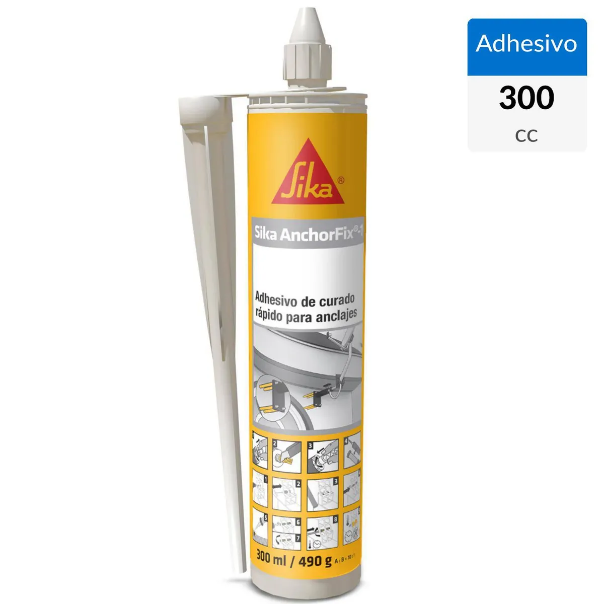 SIKA - Sika Anchorfix Adhesivo de Curado Rápido para Anclaje Cartucho 300 ml