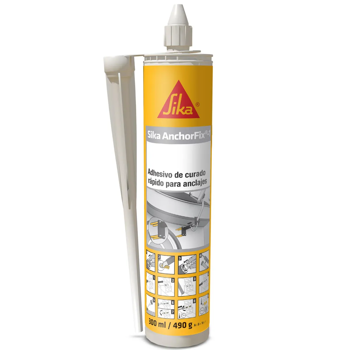 SIKA - Sika Anchorfix Adhesivo de Curado Rápido para Anclaje Cartucho 300 ml