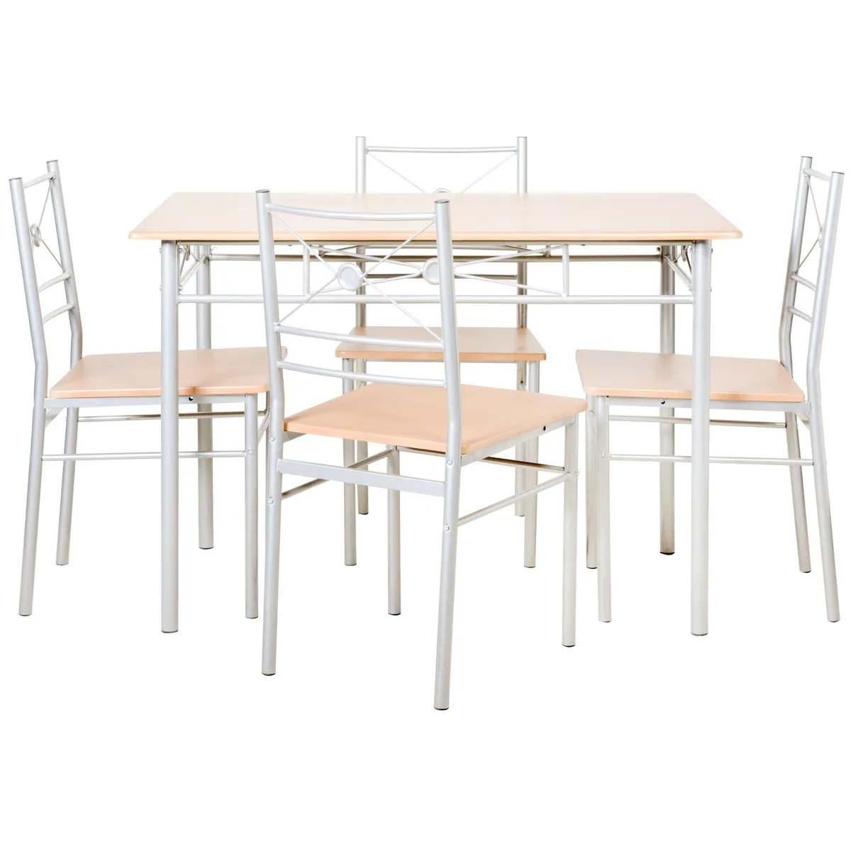 JUST HOME COLLECTION - Juego de Comedor JX-18A210 4 Sillas Mesa Rectangular 70x76x110 cm Haya