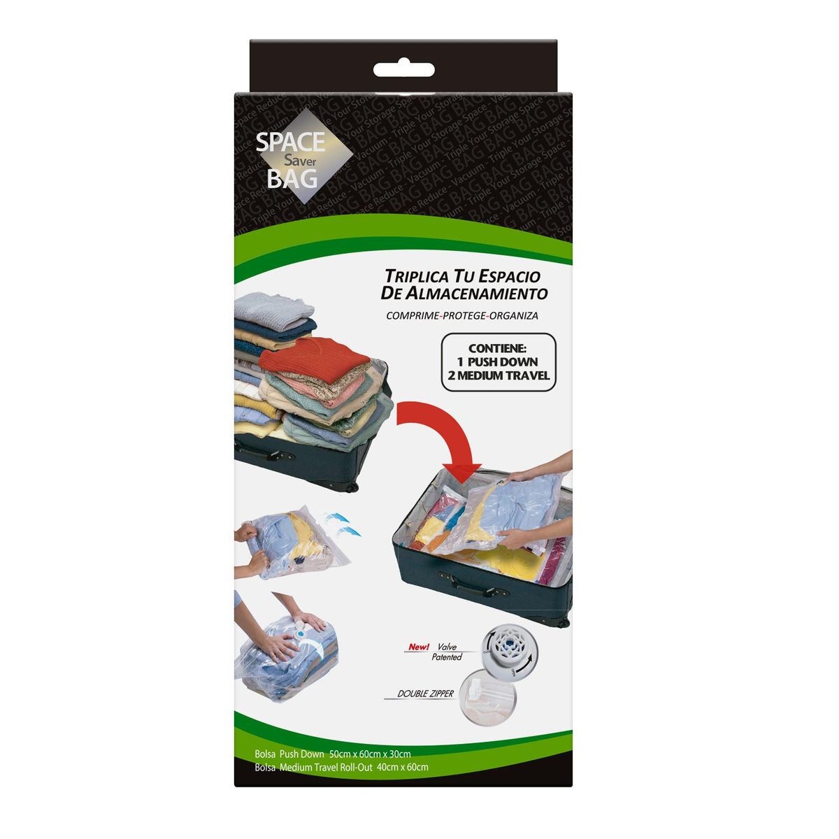 SPACE BAG - Set Bolsas Almacenaje al Vacío 5x33x15 cm Transparente