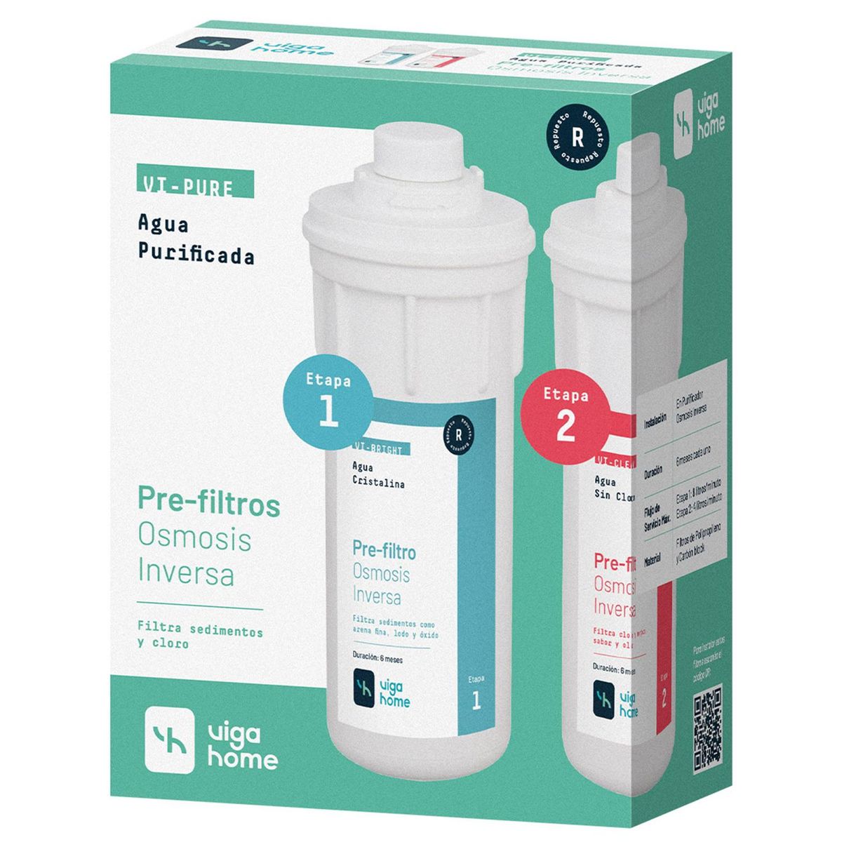 VIGAHOME - 2 pre filtros de pp 5 micras y carbon