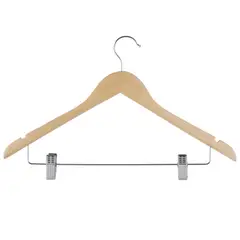 JUST HOME COLLECTION - Colgador de Ropa con Clips Madera Natural
