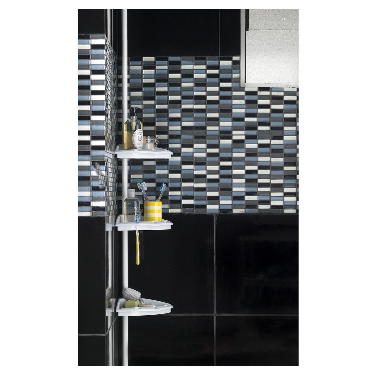 MAGLA - Esquinero para ducha 3 repisas plástico blanco