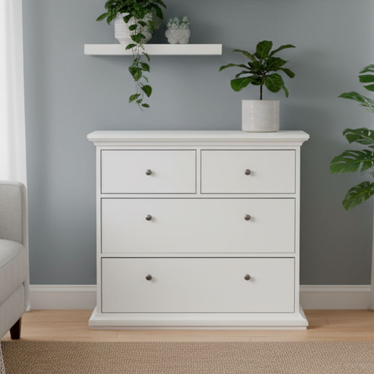 TVILUM - Cómoda 4 Cajón(es) Paris 96x87x49 cm Blanco