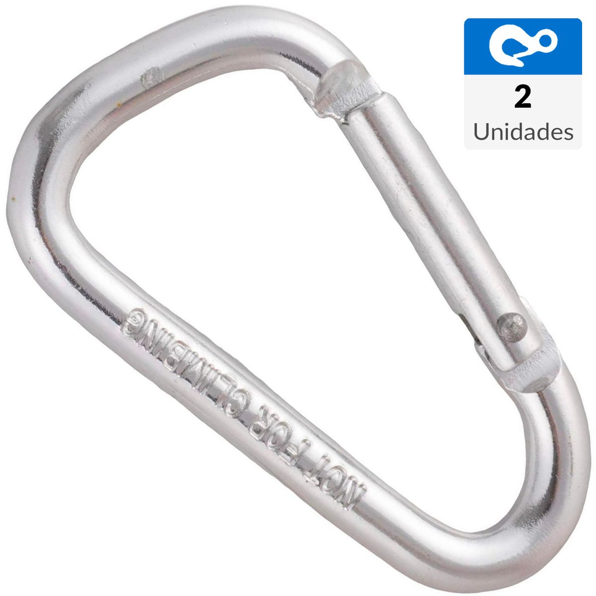 FIXSER - Mosquetón aluminio plateado 6 x 60mm 2 unidades