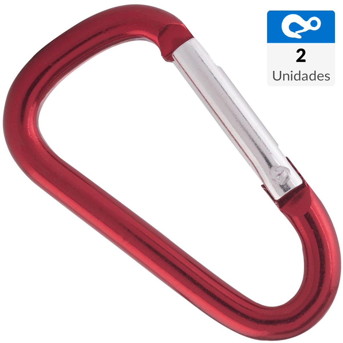 FIXSER - Mosquetón aluminio rojo 6 x 60mm 2 unidades