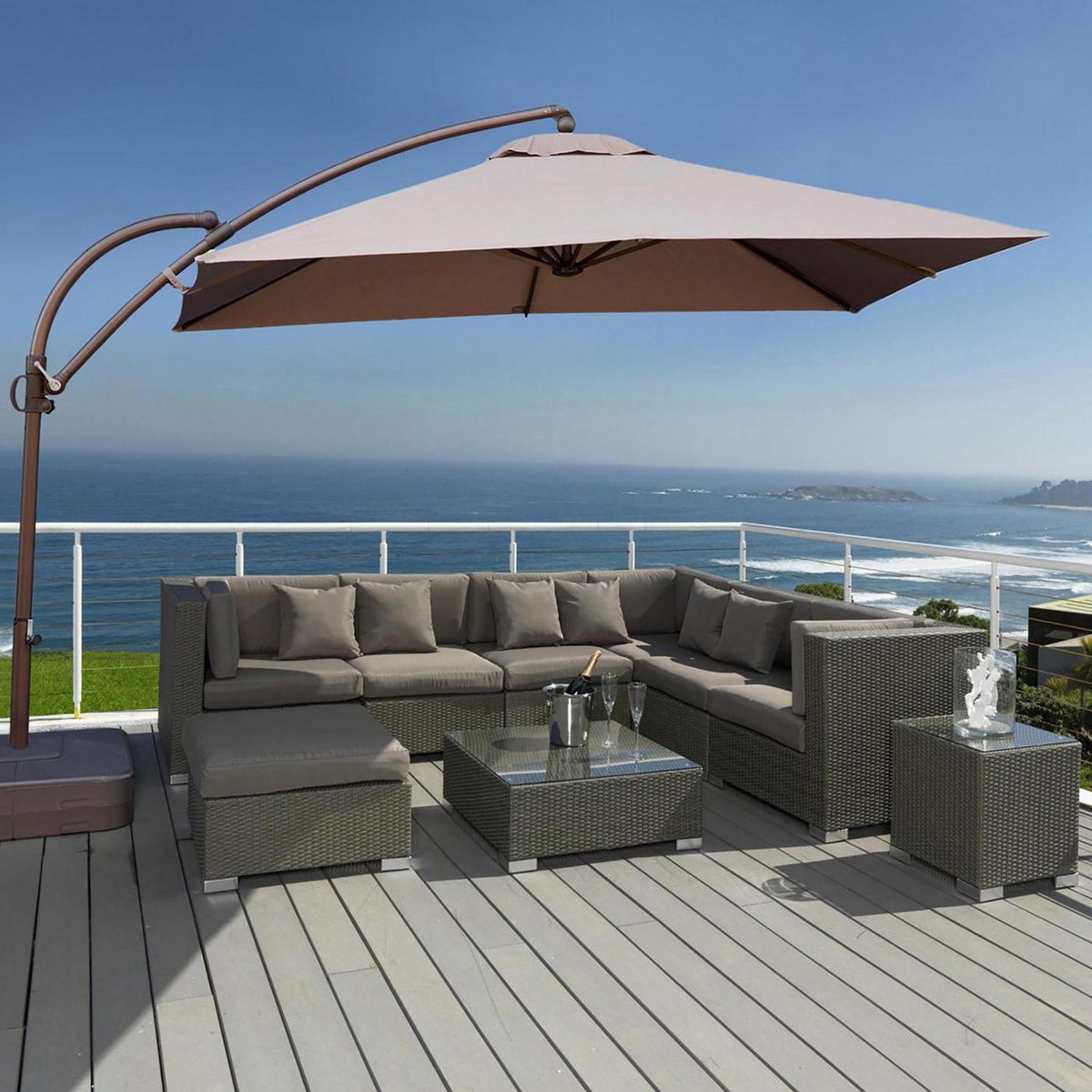 Quitasol Lateral Metal 2.7x2.75 metros Taupe, marca JUST HOME COLLECTION - Foto 2