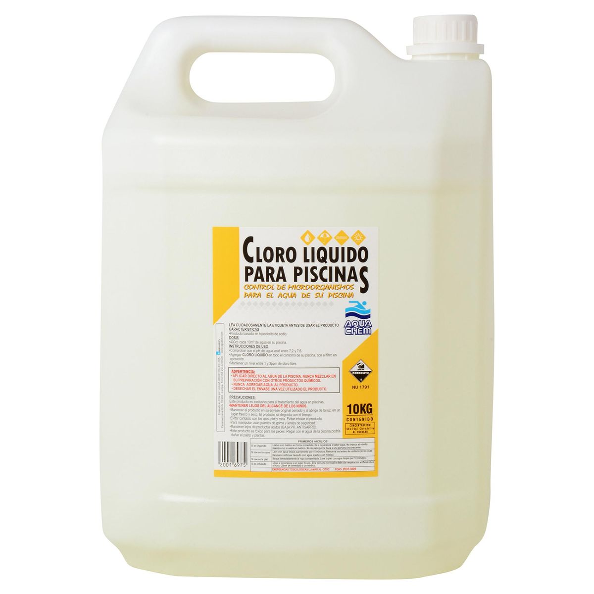 AQUACHEM - Cloro para Piscinas Líquido 10 l Bidón