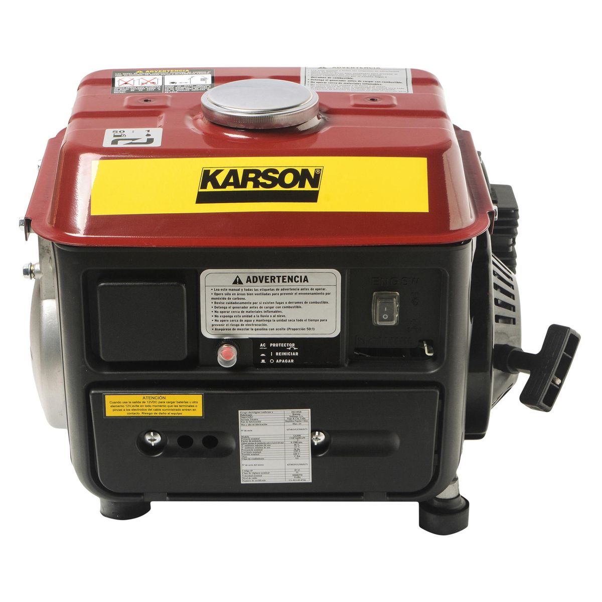KARSON - Generador Eléctrico Gasolina Partida Manual 720 W 4.3 l