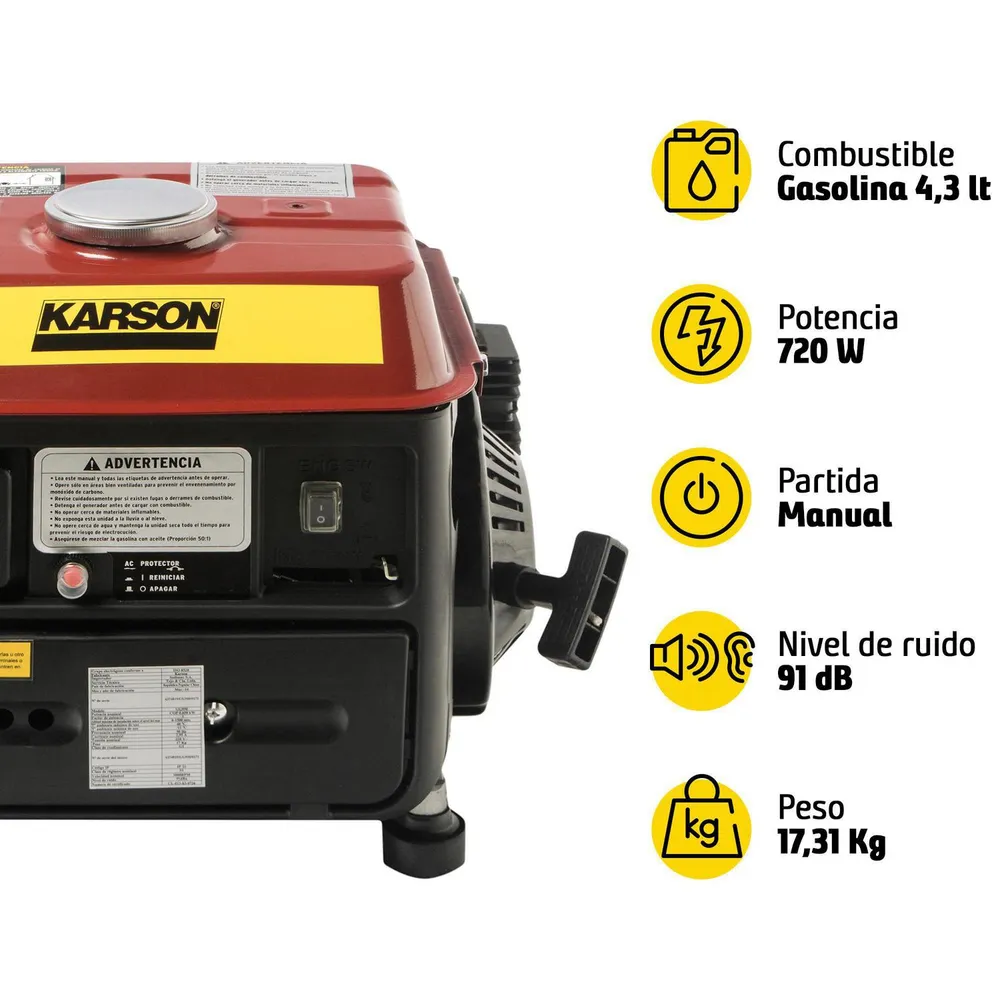 Karson Generador 720 W Gasolina, foto 8