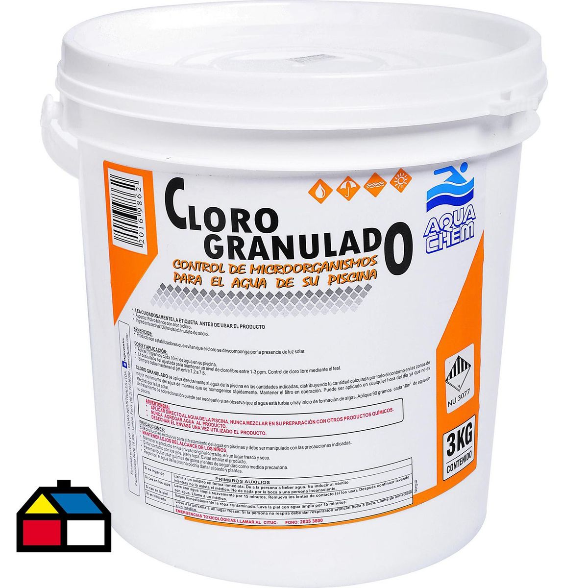 AQUACHEM - Cloro para Piscinas Granulado 3 kg Tineta