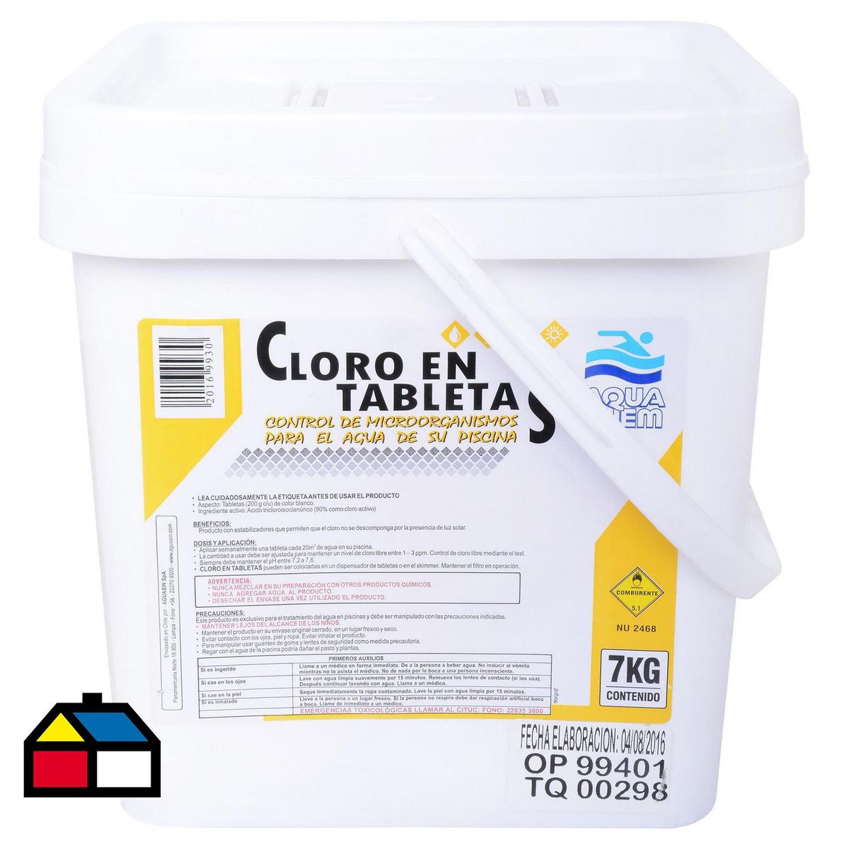 AQUACHEM - Cloro para Piscinas Tableta 7 kg Tineta