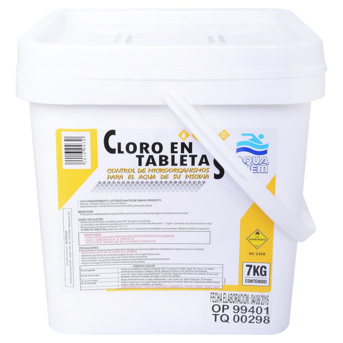 AQUACHEM - Cloro para Piscinas Tableta 7 kg Tineta
