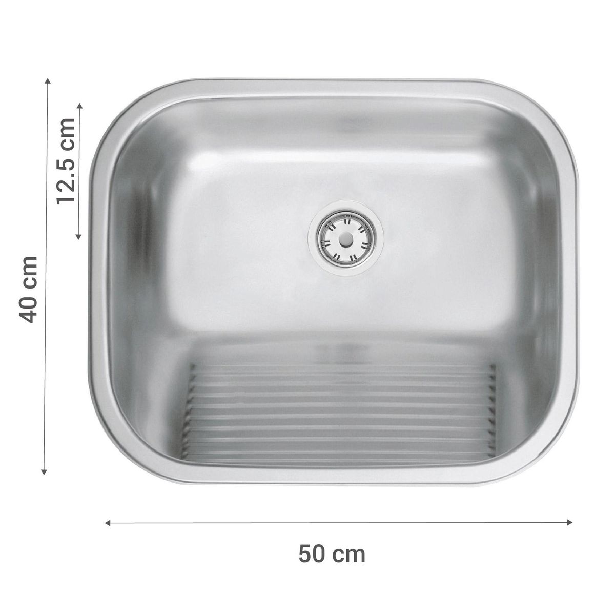 TRAMONTINA - Lavadero de Ropa Forma Rectangular Acero Inoxidable 44x23x50 cm Gris