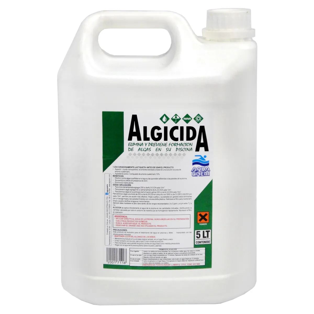 AQUACHEM - Alguicida para Piscina Líquido 5 l Bidón
