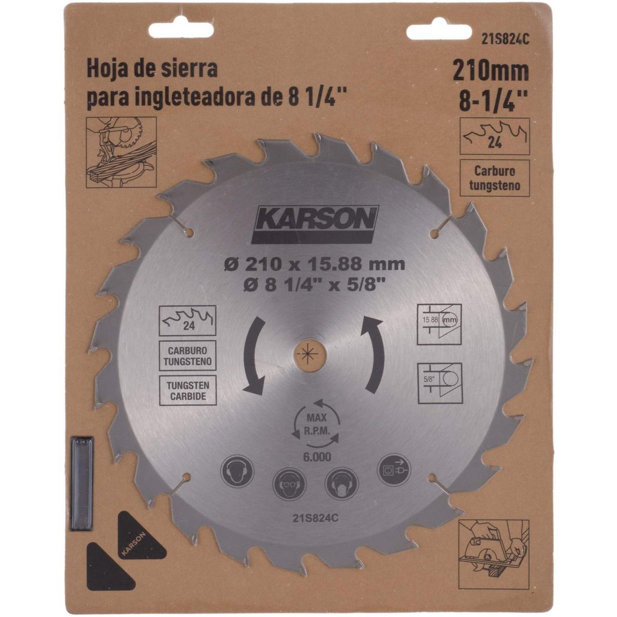 KARSON - Disco de sierra circular 8 1/4" 24 dientes
