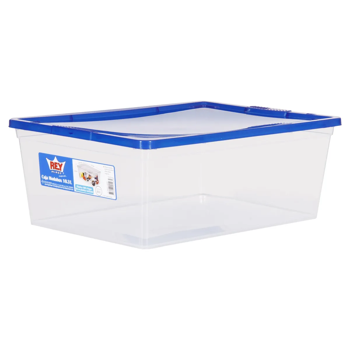 REYPLAST - Caja Organizadora 26x13x38 cm 10.3 l Transparente/ Azul