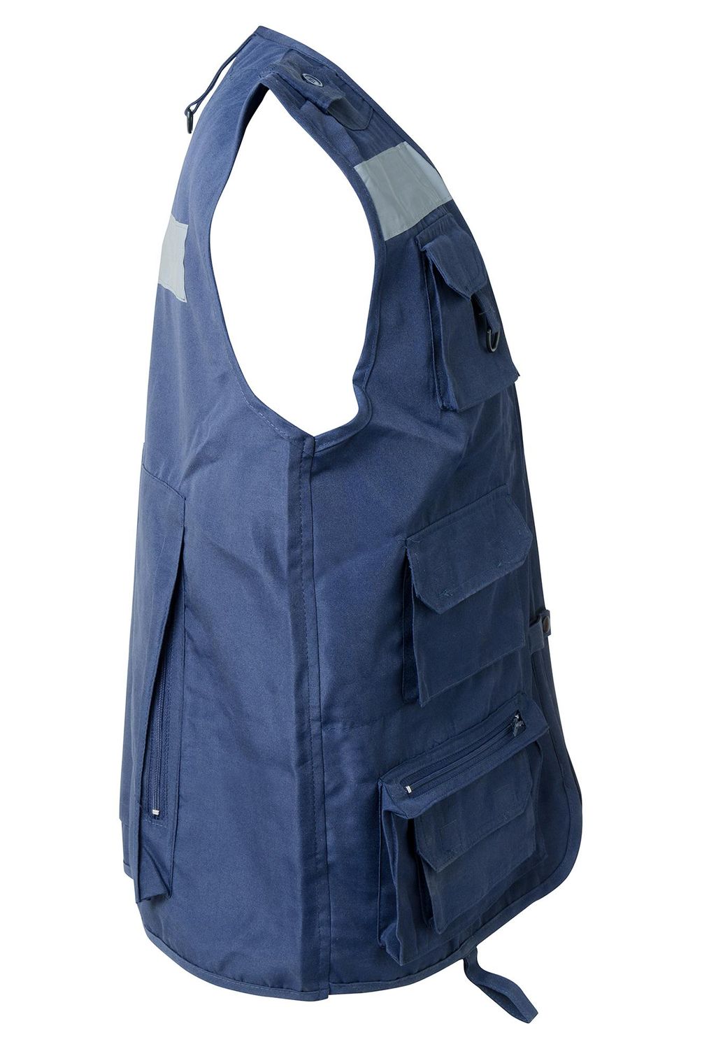 ALASKA - Chaleco geólogo poplin azul, cinta reflectiva, multibolsillos, talla m