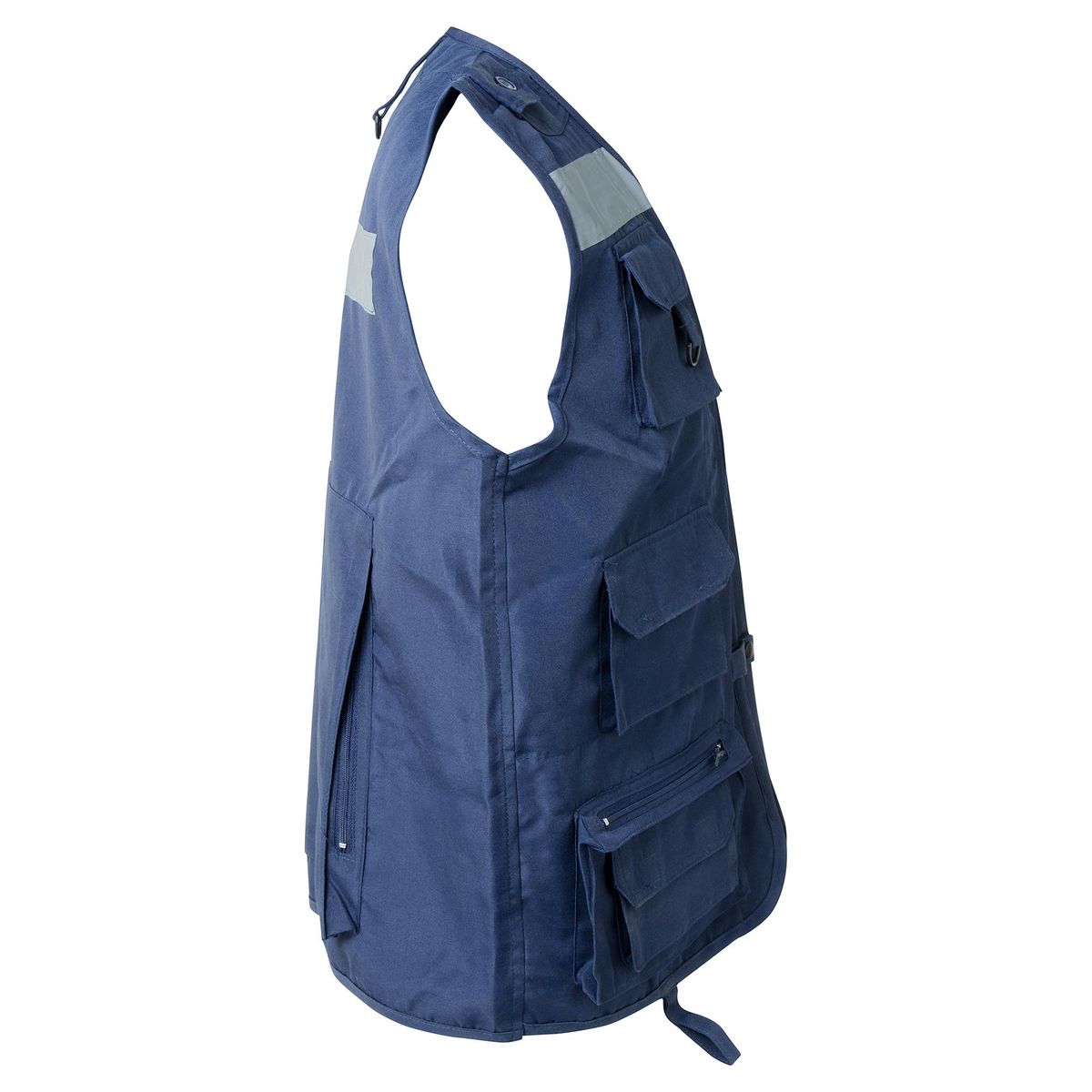 ALASKA - Chaleco geólogo poplin azul, cinta reflectiva, multibolsillos, talla m