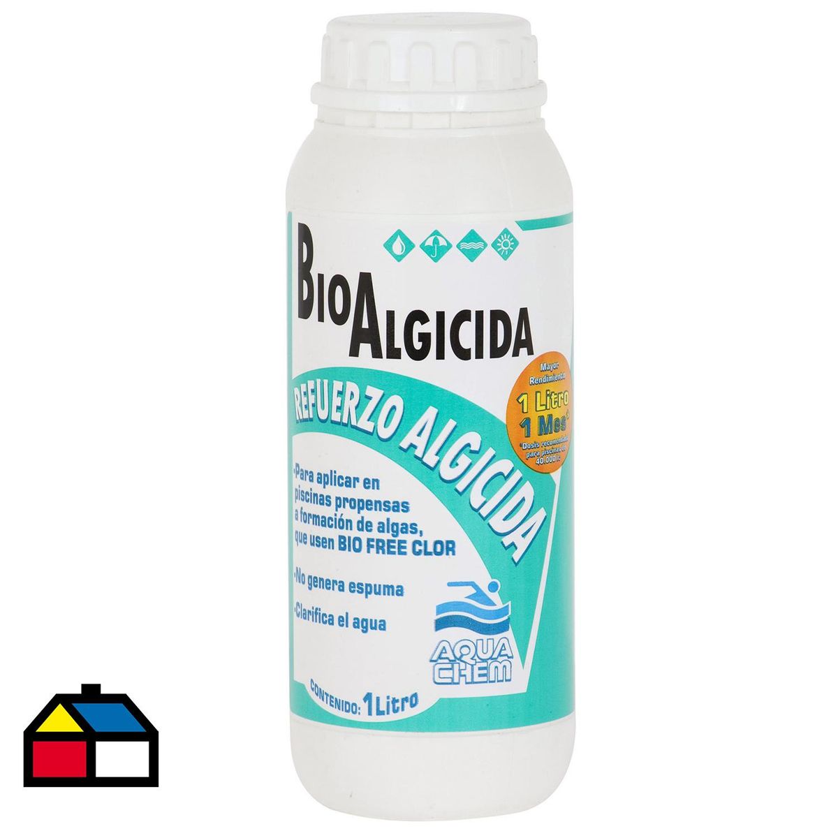 AQUACHEM - Alguicida para Piscina Líquido 1 l Frasco (plástico/vidrio)