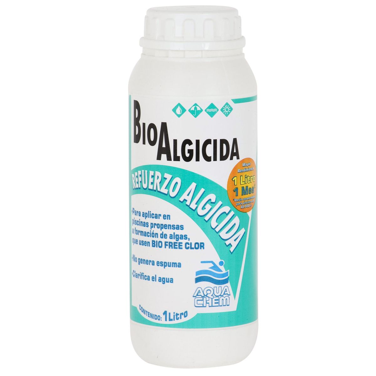 AQUACHEM - Alguicida para Piscina Líquido 1 l Frasco (plástico/vidrio)