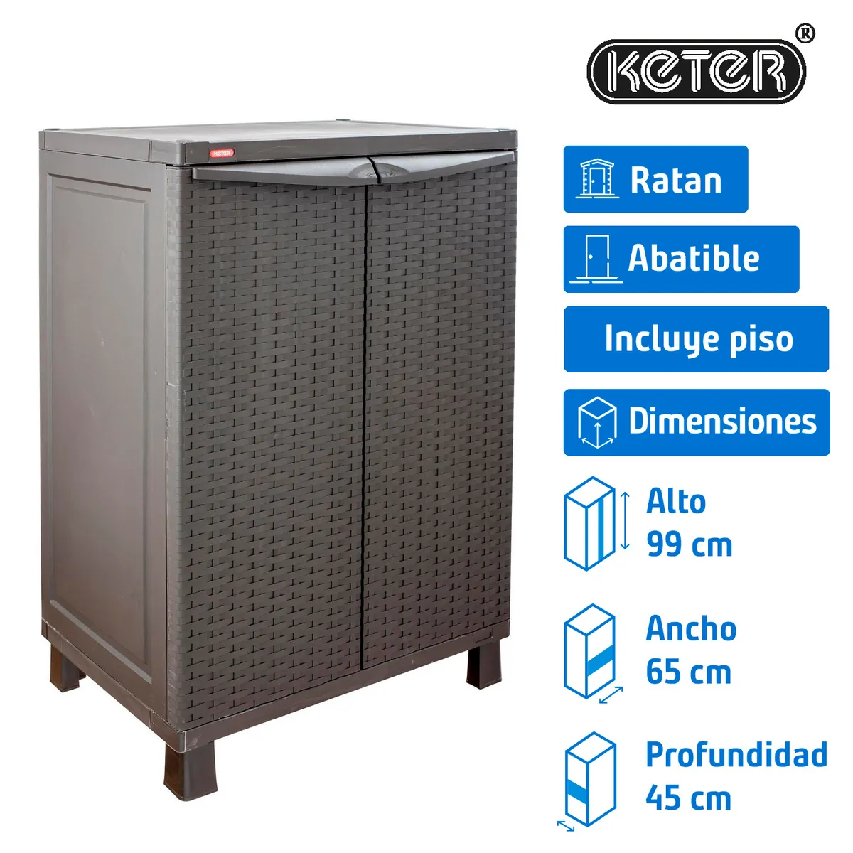 KETER - Bodega de Jardín Organizador 2 Niveles 65x99x45 cm Marrón