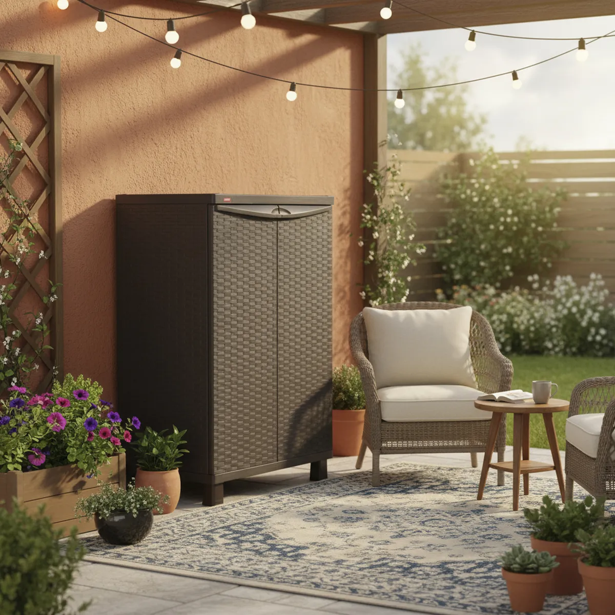 KETER - Bodega de Jardín Organizador 2 Niveles 65x99x45 cm Marrón