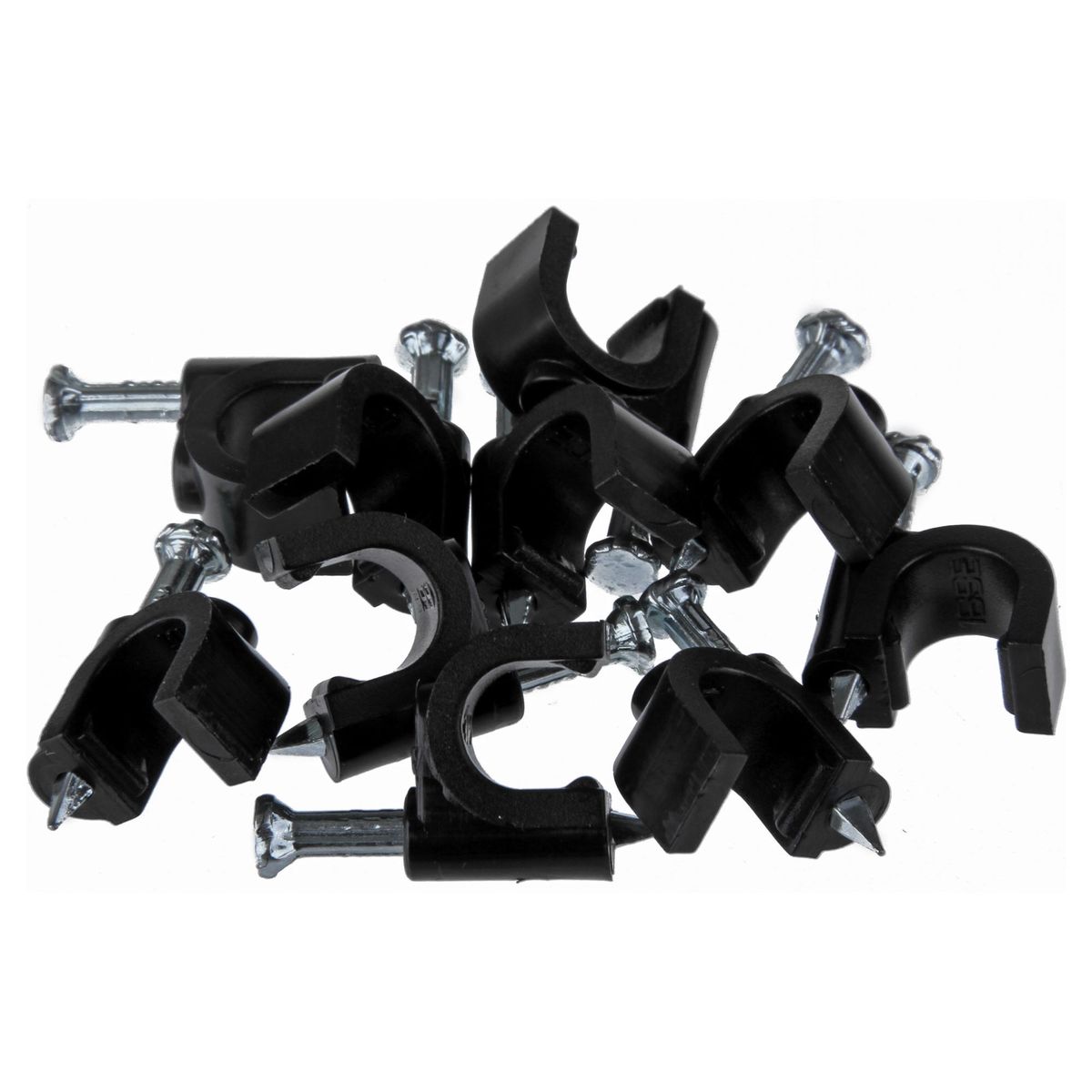MEC - Grampa con clavo para cable coaxial RG6 7,0mm - Negro (25 unids)