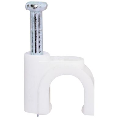 Grampa con clavo para cable coaxial RG6 7,0mm - Blanco (25 unids)