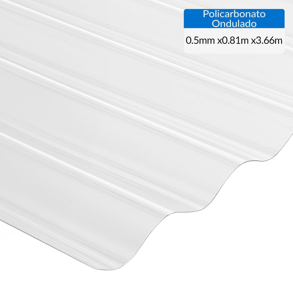 GENERICO - Plancha Policarbonato Ondulada 0.5 mm 81x366 cm Natural