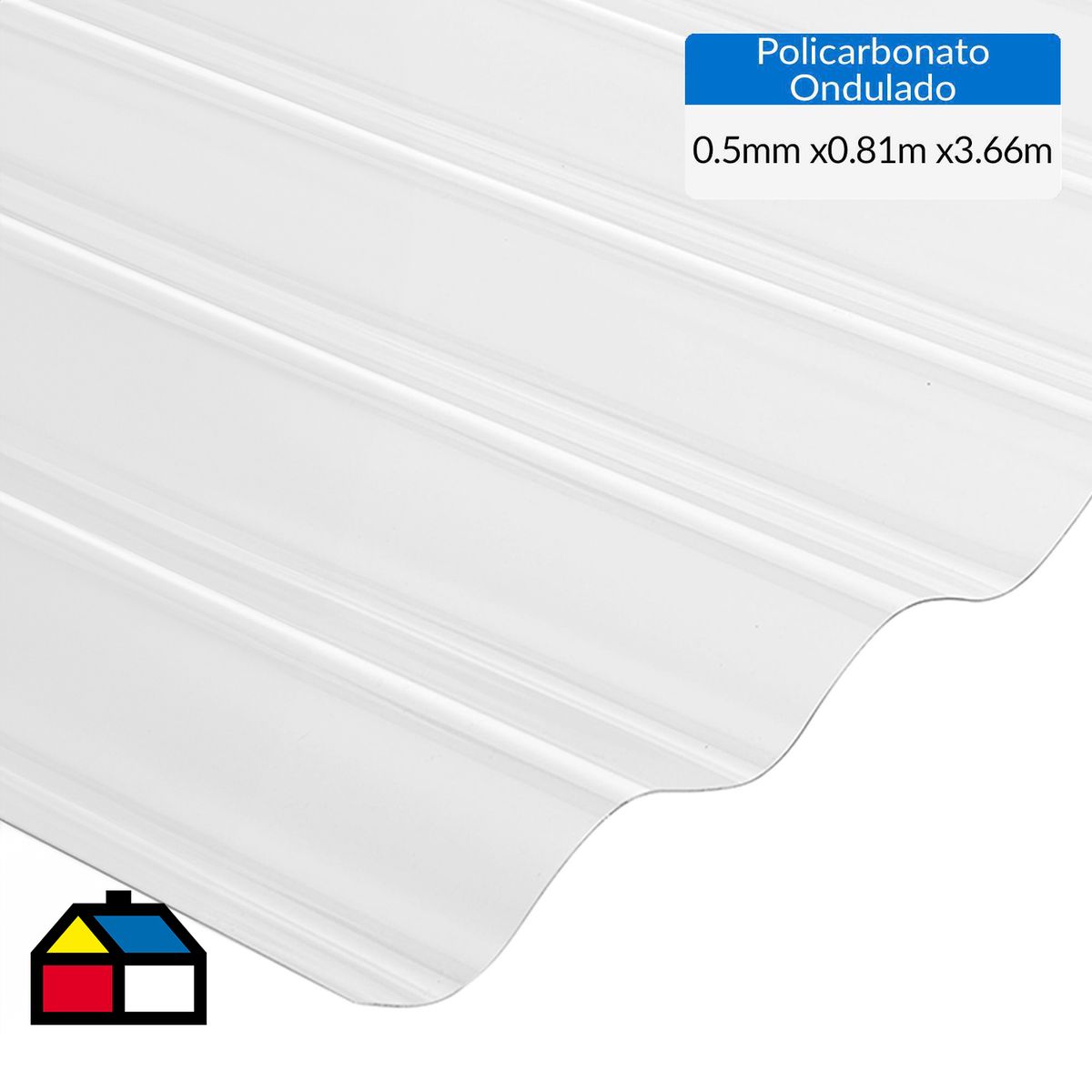 GENERICO - Plancha Policarbonato Ondulada 0.5 mm 81x366 cm Natural