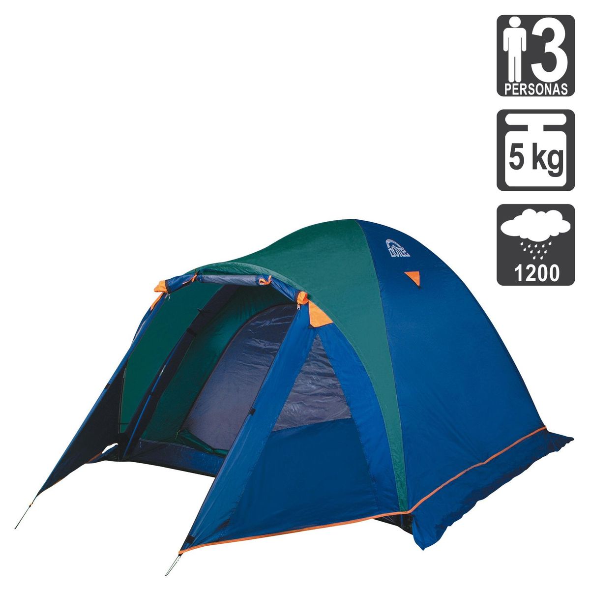 DOITE - Carpa Camping Yosemite 3 Personas Azul/Verde