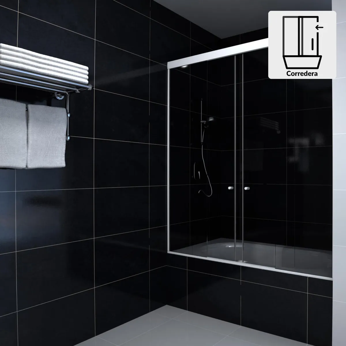 WINTEC - Mampara Tina Vidrio templado Listado 160x155cm