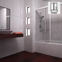 Mampara Tina Vidrio templado Listado 150x150cm