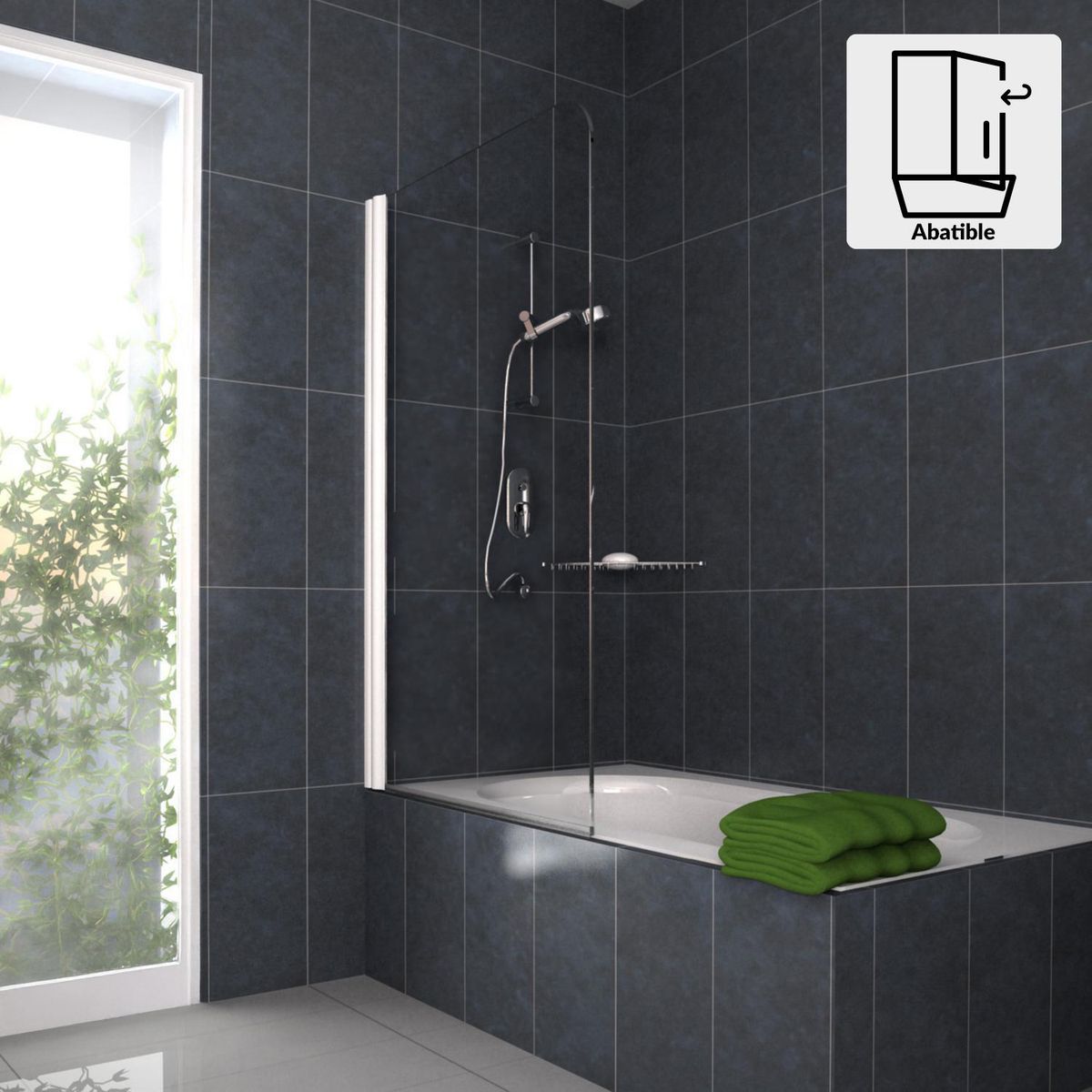 WINTEC - Mampara Batiente Vidrio templado Listado izq 80x140cm