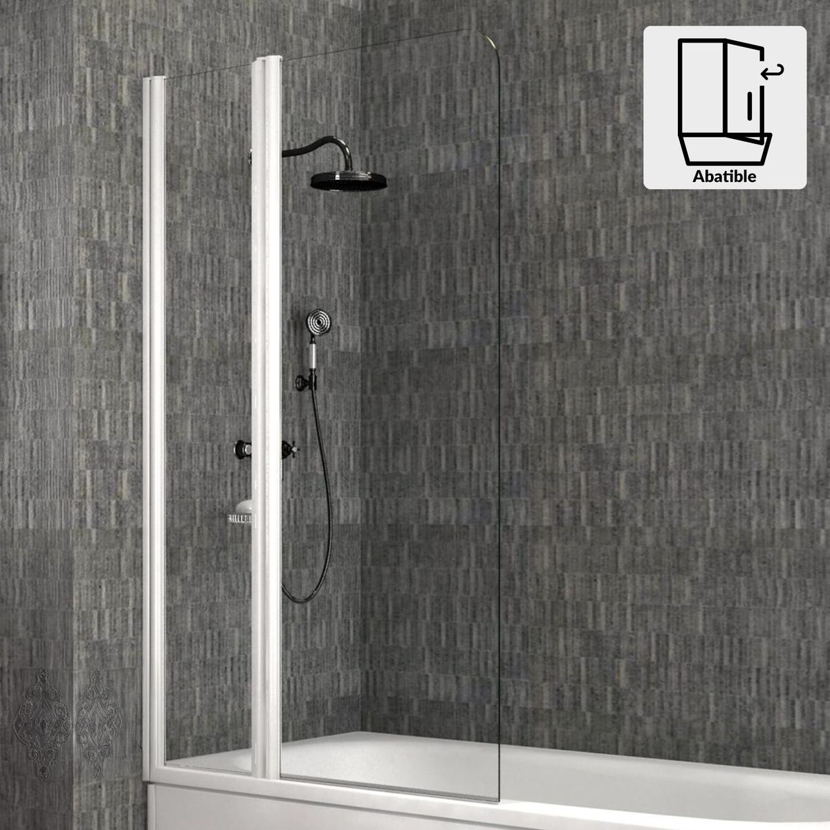 WINTEC - Mampara Batiente Vidrio templado Listado Izq 110x140cm