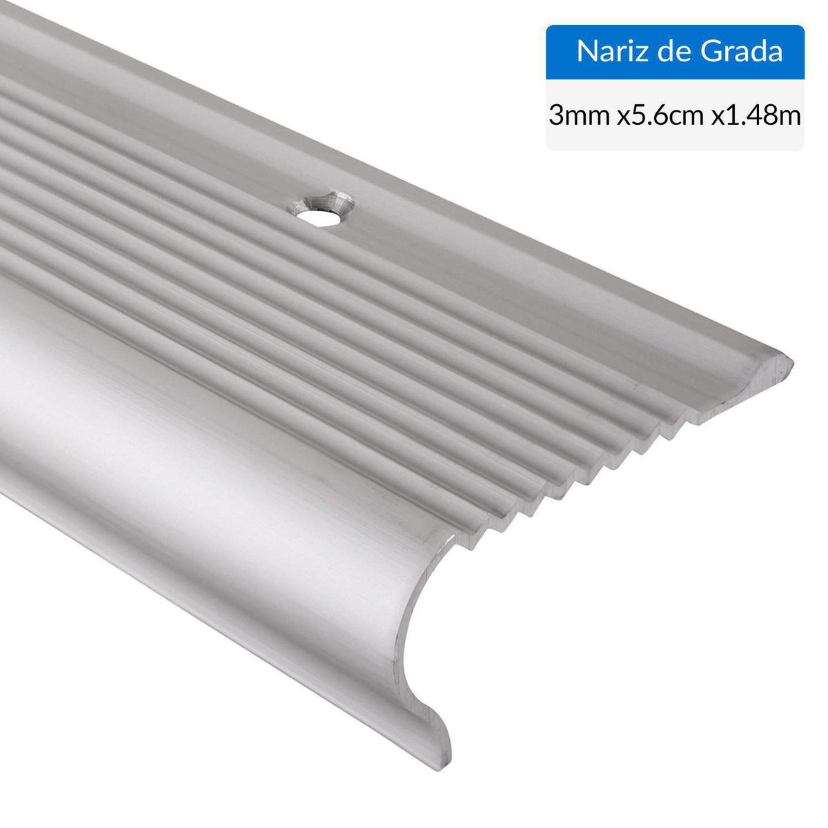 HOLZTEK - Nariz de grada 1,48 m plateado