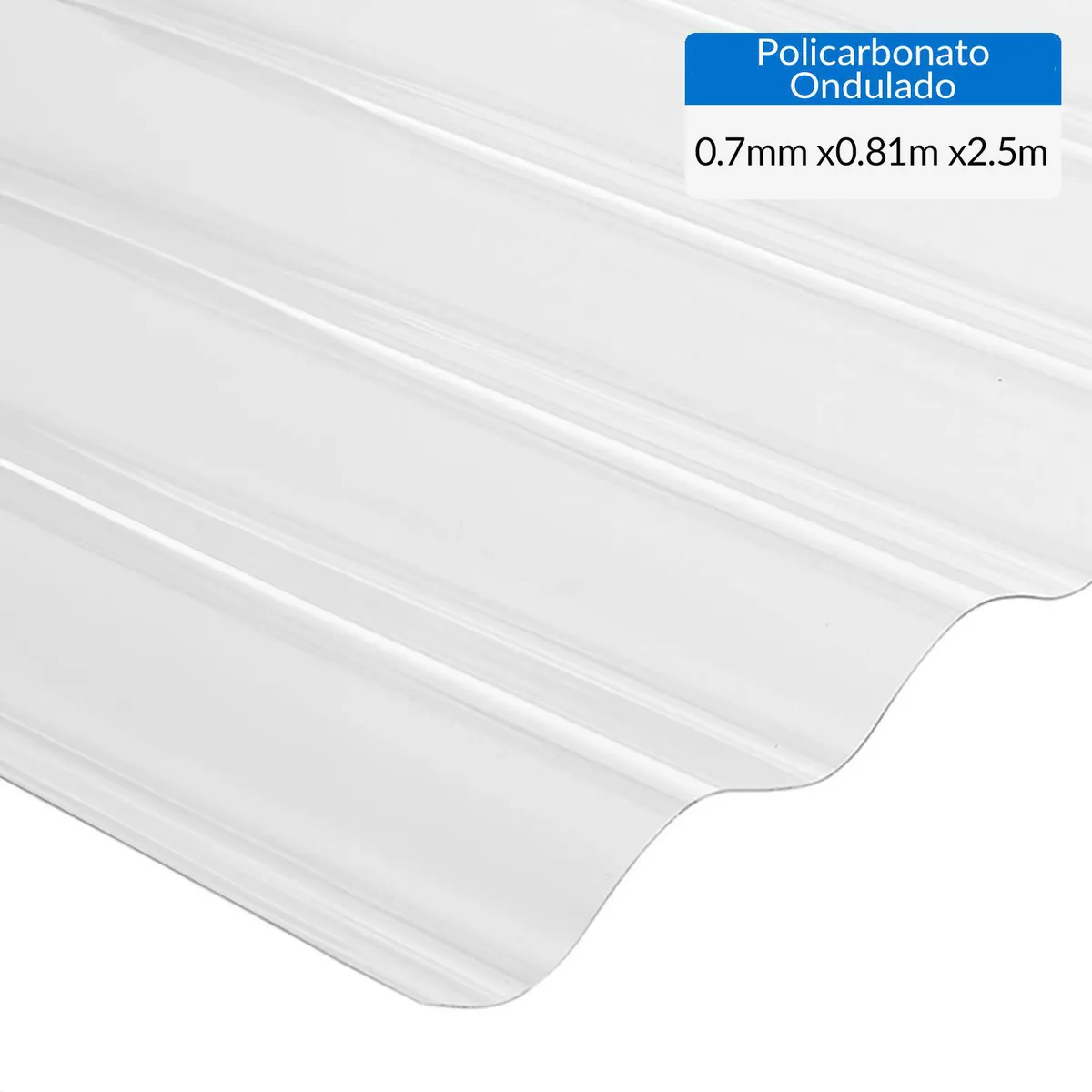 GENERICO - Plancha Policarbonato Ondulada 0.7 mm 81x250 cm Transparente
