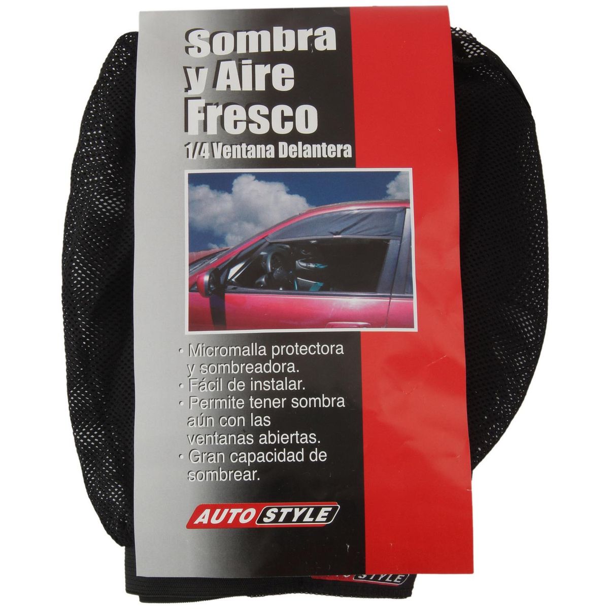 AUTOSTYLE - Sombrilla Ventana Micromalla Autostyle Protección Solar Auto Negro