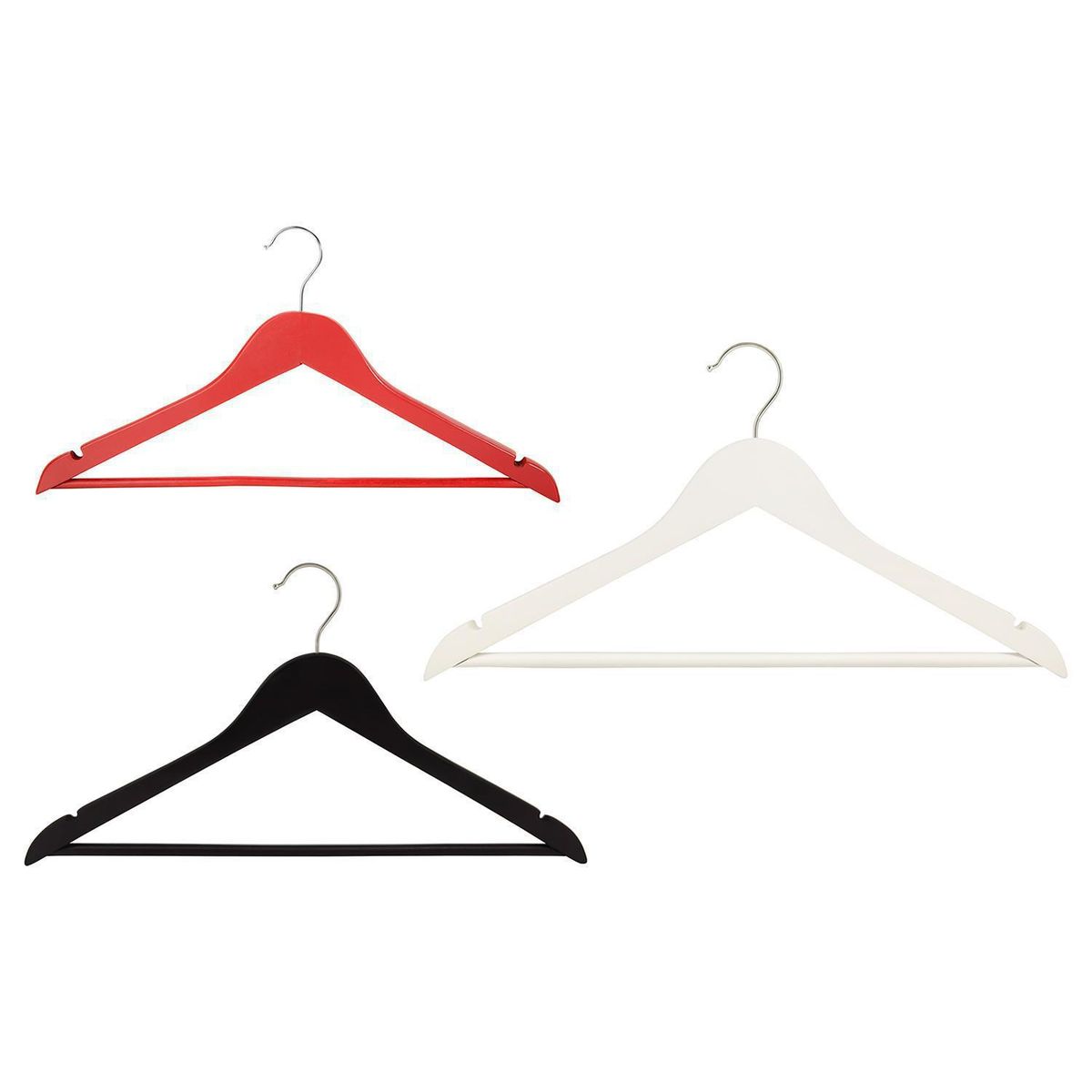 JUST HOME COLLECTION - Set de colgadores para ropa madera 3uds colores surtidos