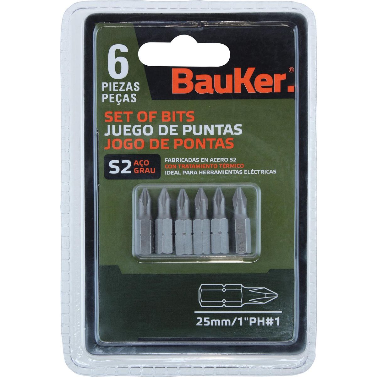 BAUKER - Set de puntas Phillips 6 unidades