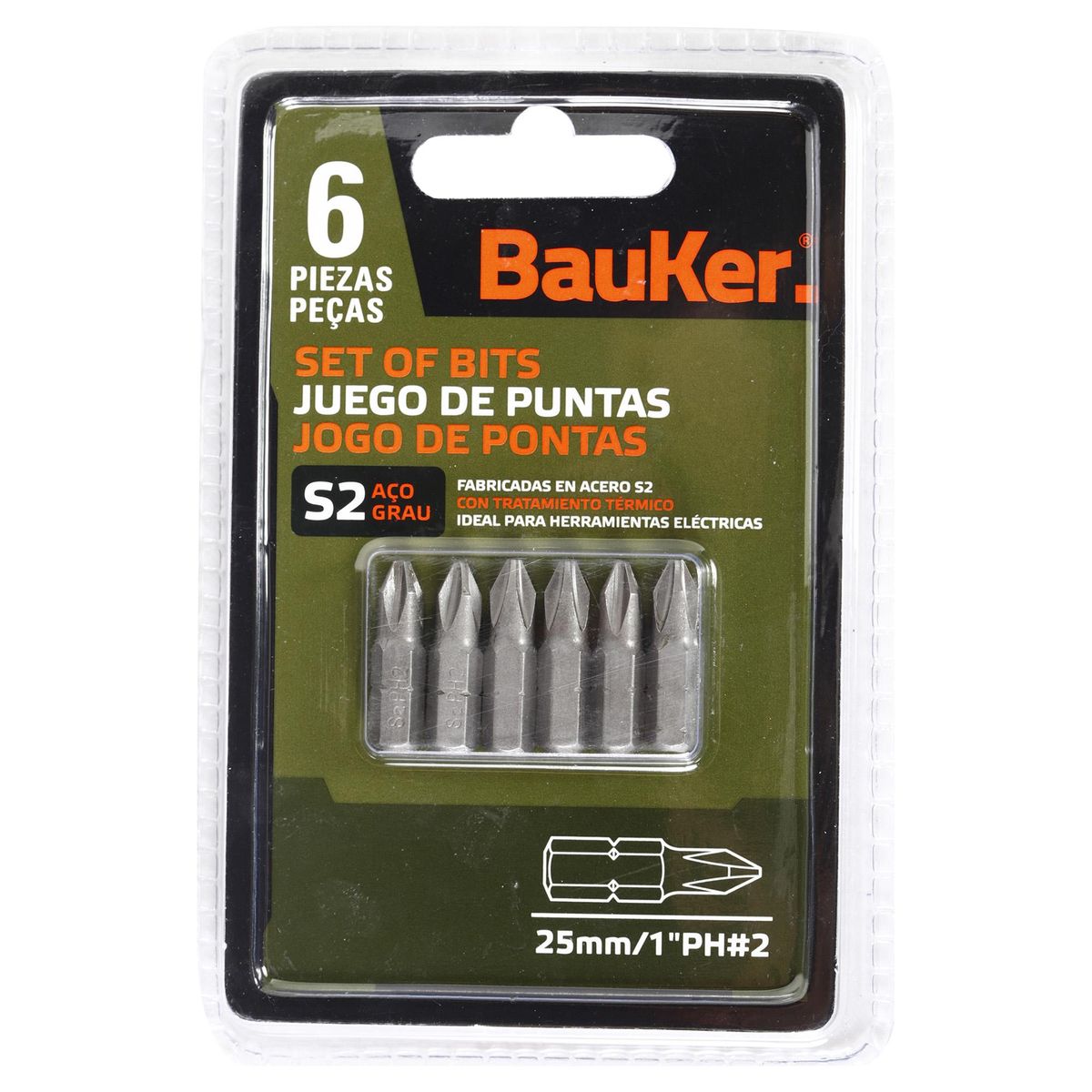 BAUKER - Set de puntas Phillips 6 unidades