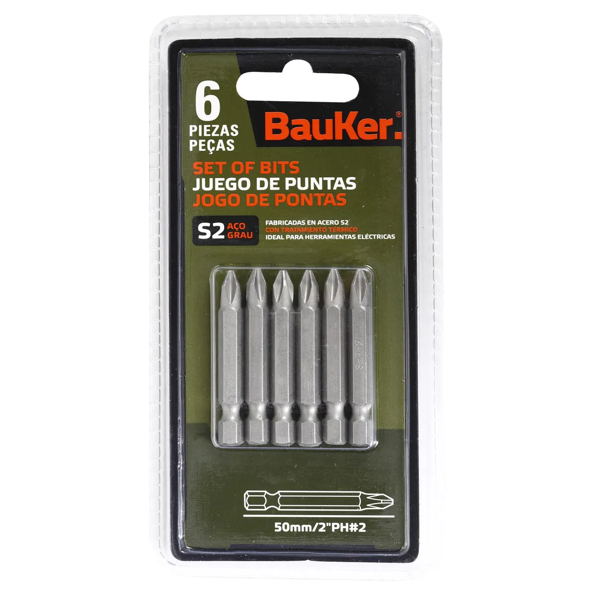 BAUKER - Set de puntas Phillips 6 unidades