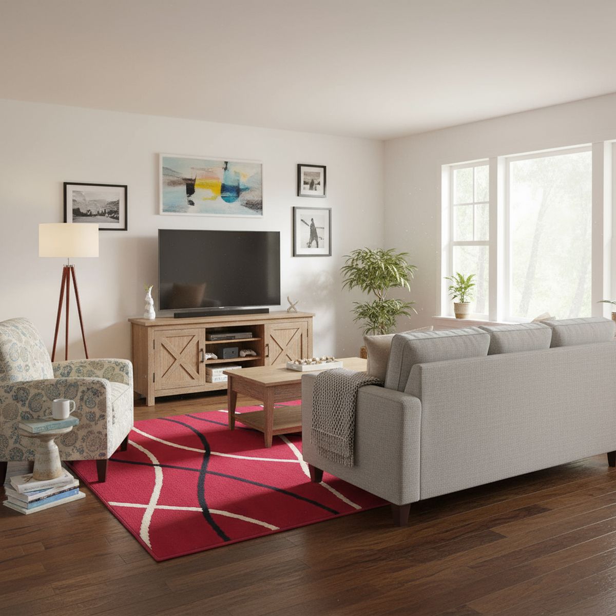 JUST HOME COLLECTION - Alfombra Bcf Rayas 150x220 cm Polipropileno Rojo