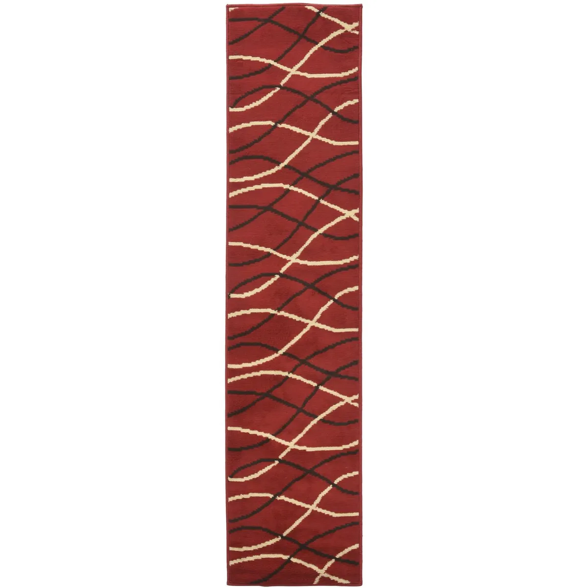 JUST HOME COLLECTION - Alfombra Pasillo Bcf Rayas 50x212 cm Polipropileno Rojo