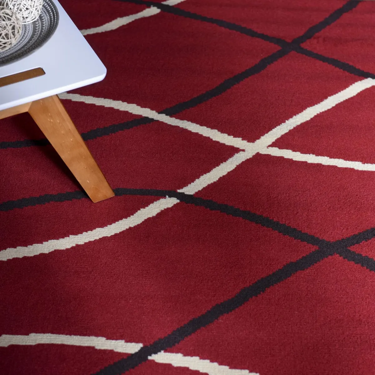 JUST HOME COLLECTION - Alfombra Pasillo Bcf Rayas 50x212 cm Polipropileno Rojo