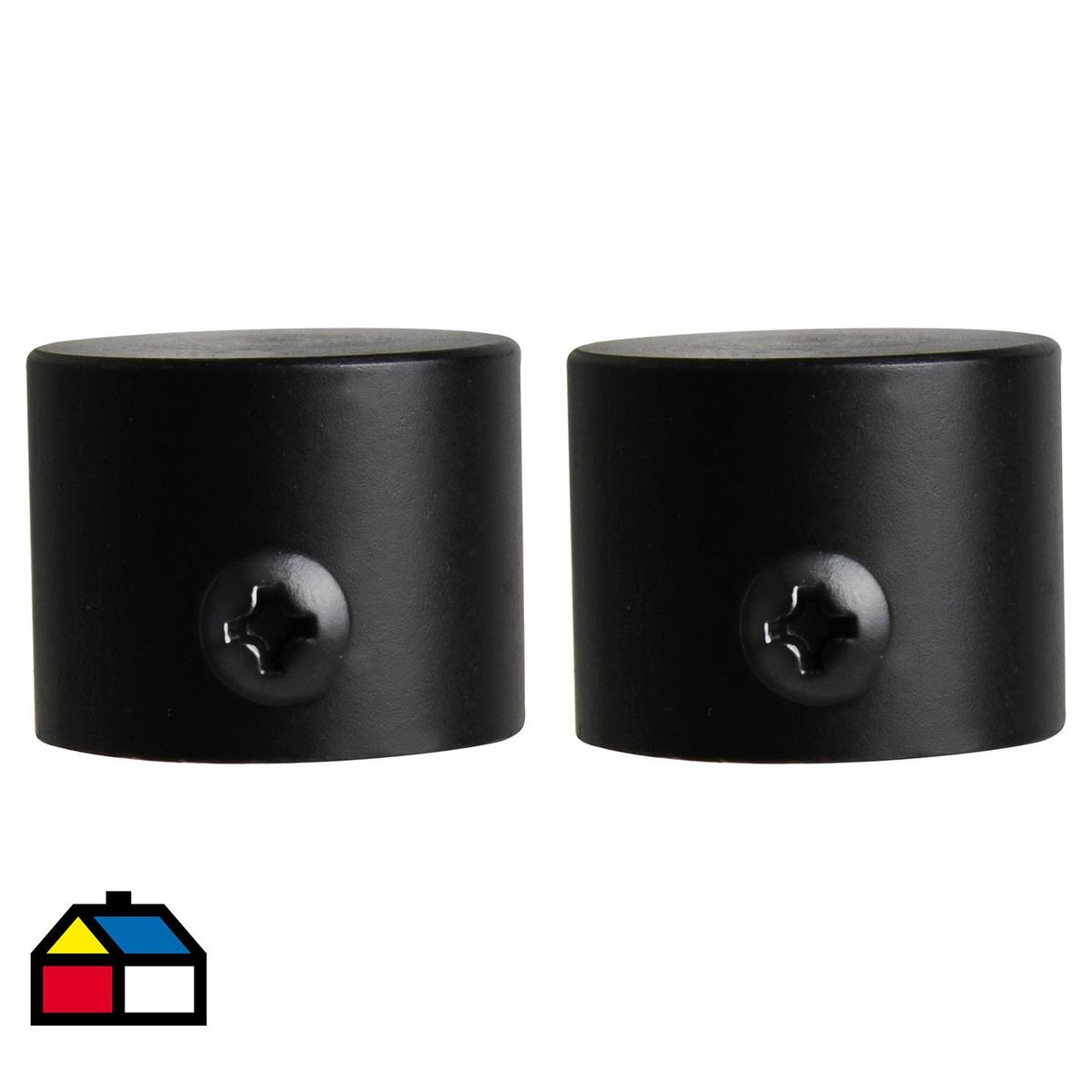 JUST HOME COLLECTION - Set de terminales para barra de cortina 19 mm 2 unidades negro